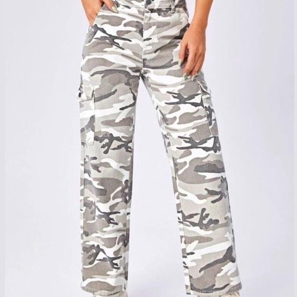 VINTAGE REMARGO 100% COTTON Cargo Pants Camo Print BEIGE GRAY zip fly 29 M - Picture 1 of 7